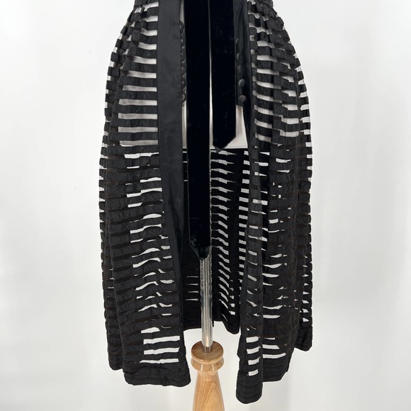 VINTAGE 50s Dress Womens XS Black Sheer Stripe Tulle Fit and Flare Layering - Picture 8 of 13